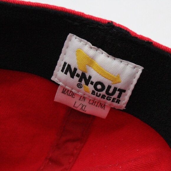 In N Out Burger Baseball Cap Red Embroidered Hat Adult Flex Fitted Large/XL - Picture 6 of 7